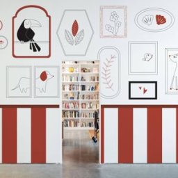 Acte Deco Papel pintado panorámico marcos infantiles, rojo 300 x 250cm