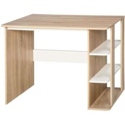 Homcom Mesa de escritorio 100x55x74 cm color roble y blanco