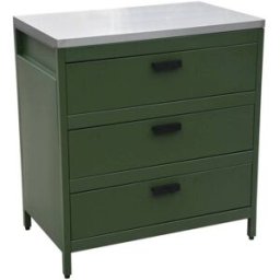 sweeek Módulo cocina exterior de acero 3 cajones, 80cm, verde