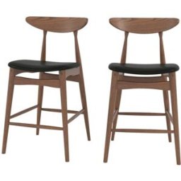 Maison Pavane Conjunto de 2 sillas de cuero sintético negro 63,5 cm
