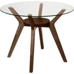 Koketto Home Mesa comedor redonda en nogal y tapa de cristal 100 cm.