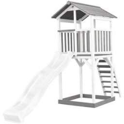 Axi Parque infantil con tobogán y arenero, de madera fsc, blanco/gris