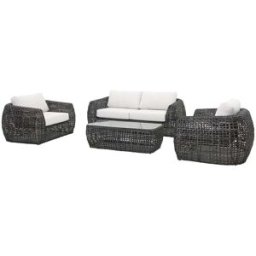 Unique Conjunto de salón para jardín resina gris antracita