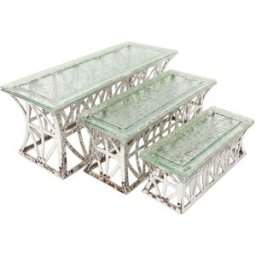Aulica Soportes para postre plateados - lote de 3