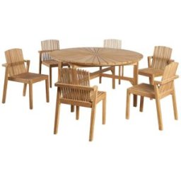 Wanda Collection Conjunto de mesa redonda de teca y 6 sillas de teca