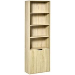 Homcom Estantería para libros 59x29x180 cm madera natural