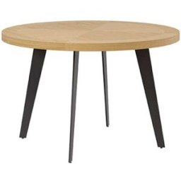 Koketto Home Mesa de comedor redonda de 120cm roble con patas negras
