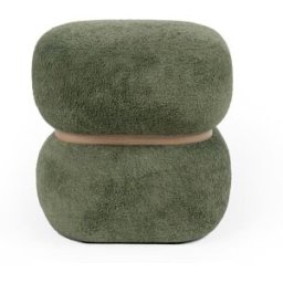 Koketto Home Puff de diseño tapizado teddy verde.