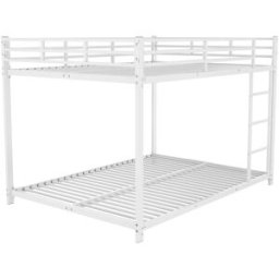 MODFU Litera infantil de hierro blanco de 140 x 200 cm, diseño clásico