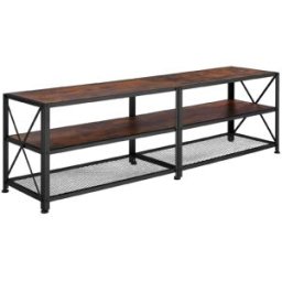 Tectake Mueble bajo para televisor, madera industrial oscura, rústica