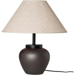 Koketto Home Lámpara con base de cerámica y pantalla de tela marrón beige.