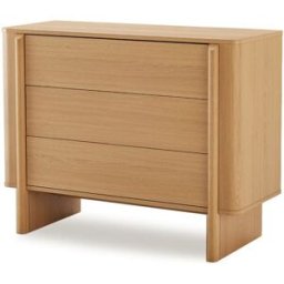 Koketto Home Cómoda de madera en roble con diseño redondeado y 3 cajones