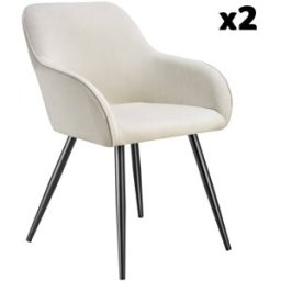 Tectake 2 sillas de comedor con diseño de pana 58 x 62 x 82 cm crema/negro