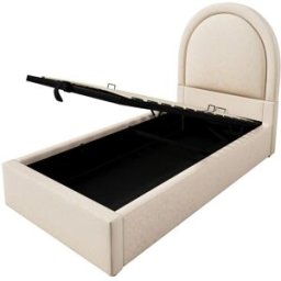 MODFU Cama infantil polipiel beige 90x200 cm con espacio de almacenaje