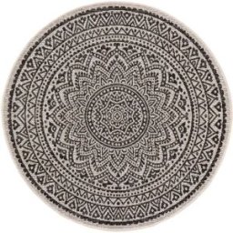 Benuta Alfombra de exterior & interior redonda blanco y negro ø 150
