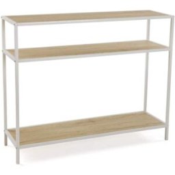 Versa Home Consola de entrada en aglomerado efecto madera y metal blanco