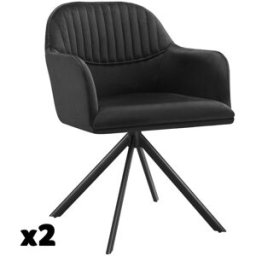 Tectake 2 sillas de comedor giratoria 360º terciopelo, 56x59x81 cm negro/negro