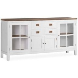 MOYCOR Bufet de madera de mindi blanco y top marrón anch. 180 cm