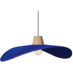 Tosel Suspensión metal y madera natural pantalla hilo azul