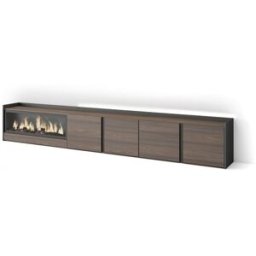 Skraut home Mueble tv efecto madera roble negro 315x35x50cm chimenea efecto fuego
