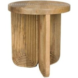 Mathi Design Mesa auxiliar redonda de madera de mango