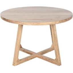 NIYLO Mesa redonda comedor de acacia natural 115x115x76 cm