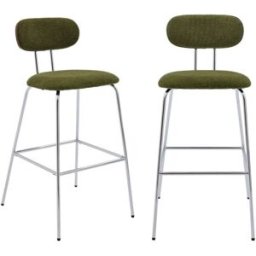 sweeek Taburete de bar con tejido repelente al agua y patas metal cromado,