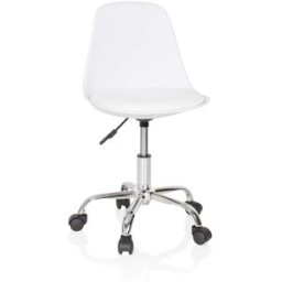 hjh OFFICE Silla giratoria para niños piel sintética blanco