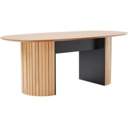 Oviala Mesa de comedor con mesa de mdf chapado en roble para 10 personas
