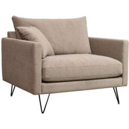 Drawer Sillón xl de terciopelo con patas de pinchos negras - beige