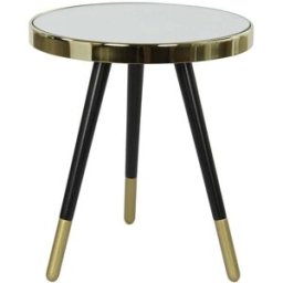 NIYLO Mesita auxiliar de acero negro y dorado 42x42x48 cm