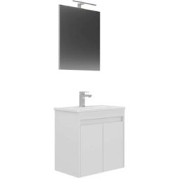 Venprodin Conjunto de mueble lova de baño con lavabo y espejo blanco