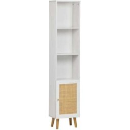 sweeek Columna de almacenamiento para baño con 3 estantes, blanco roto