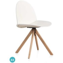 GEESE HOME Pack 2 sillas madera lacada blanca giratoria