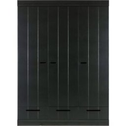 WOOOD Armario con 3 puertas y 3 cajones en madera negra