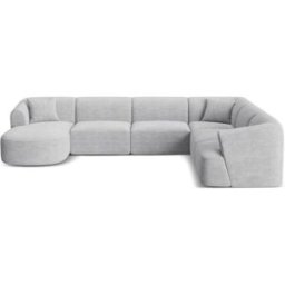 Cosmopolitan Design Sofá esquinero modular panorámico derecho 7 plazas pana plata