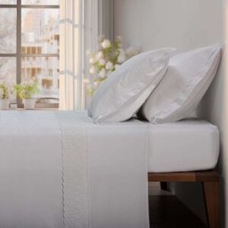 Casa da Laura Sábanas 100% algodón 300 hilos bordado blanco cama 135/140 1 almohad