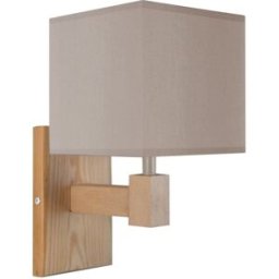 Tosel Aplique de pared brazo madera natural metal pantalla topo