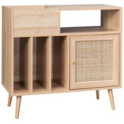 sweeek Muebles de vinilo con decoración de caña y madera, natural