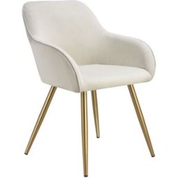 Tectake Silla de comedor con diseño de pana 58 x 62 x 82 cm crema/oro