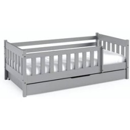 Furnlux Cama individual infantil de madera maciza de pino color gris 80x190