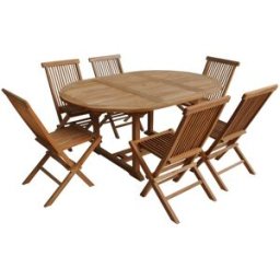 Happy Garden Conjunto de muebles de jardín - mesa redonda de teca de 6 plazas