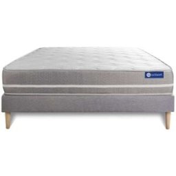 Actisom Somier gris + colchón con espuma viscoelástica 120 x 190