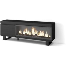 Skraut home Mueble tv efecto madera negro 158x35x57cm chimenea efecto fuego
