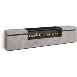 Skraut home Mueble tv efecto madera cemento 200x35x45cm chimenea efecto fuego
