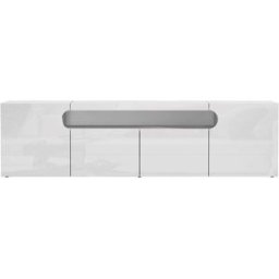 Whous Mueble TV 4 puertas 1 nicho 200 cm efecto madera color blanco brillo