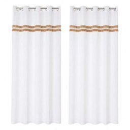 NIYLO Conjunto de 2 cortinas con anillas de algodón blanco 140x260x260 cm