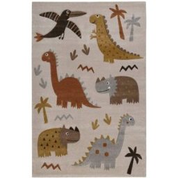 Smart Kids Alfombra infantil motivo dinosaurios beige y topo con relieve 120x170
