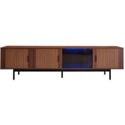 MODFU Mueble tv con led app, diseño metálico y puertas 200 cm, nogal