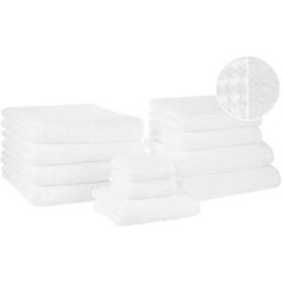 Beliani Conjunto de 11 toallas algodón blanco